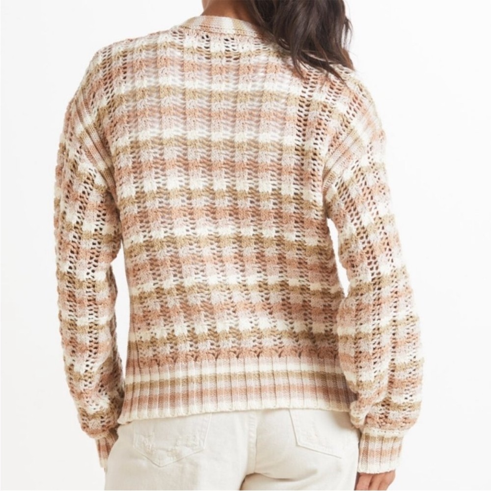 Evereve John + Jenn Julianna Stripe Cardigan Beige Pink White - Picture 2 of 4
